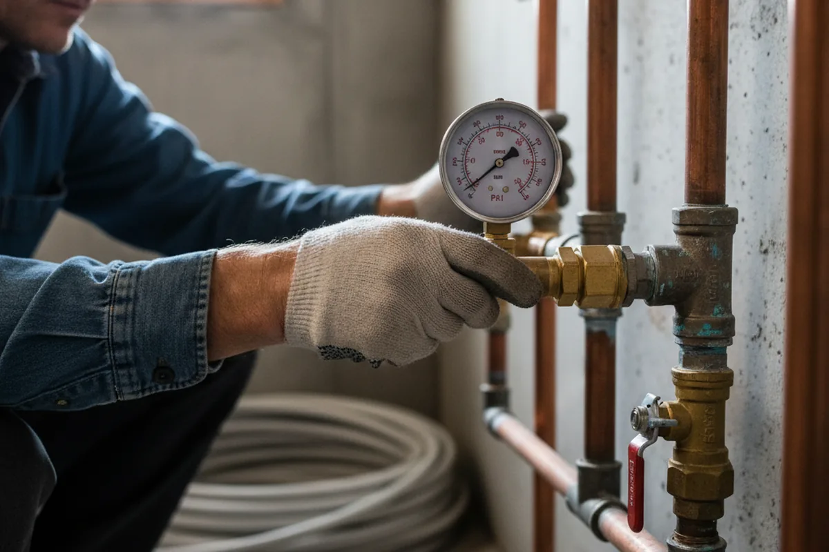 Pressure testing a repaired line during Water Line Repair in Welch
